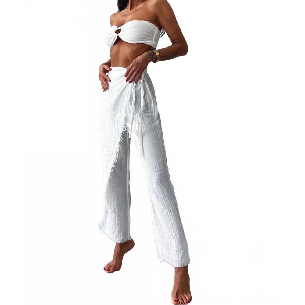 NEW BLANCA manav side tie pants in white